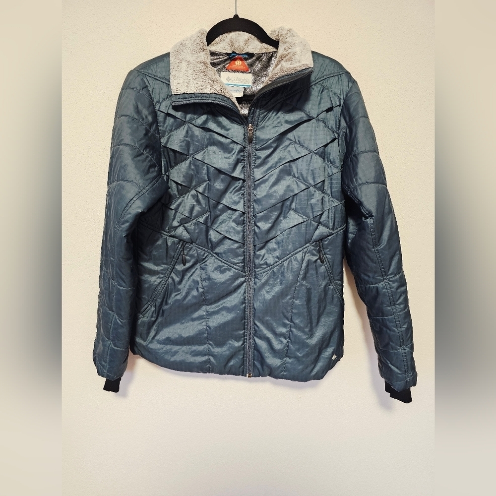 Columbia Interchange Metallic Blue Women's Thermal Jacket size Large *See spot - Picture 4 of 12